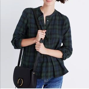 Madewell market popover in dark plaid